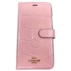 COACH IPhone XR Folio in Embossed Blossom Leather